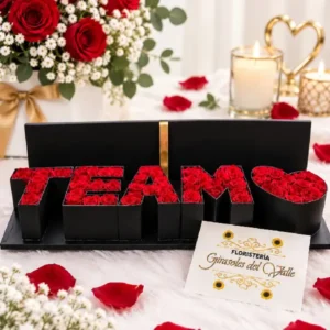 Te Amo – Arreglo de Rosas Rojas con Letras