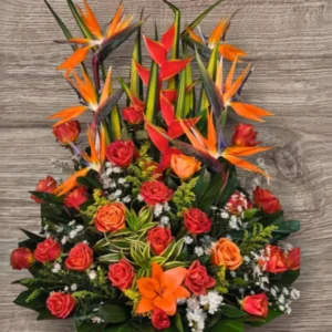 Jardín Tropical – Arreglo de Rosas, Girasoles y Flores Tropicales
