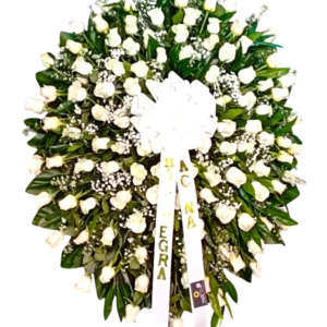 Serenidad Blanca – Corona Fúnebre de Rosas Blancas
